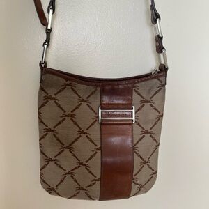 Vintage Longchamp bag in canvas and brown leather